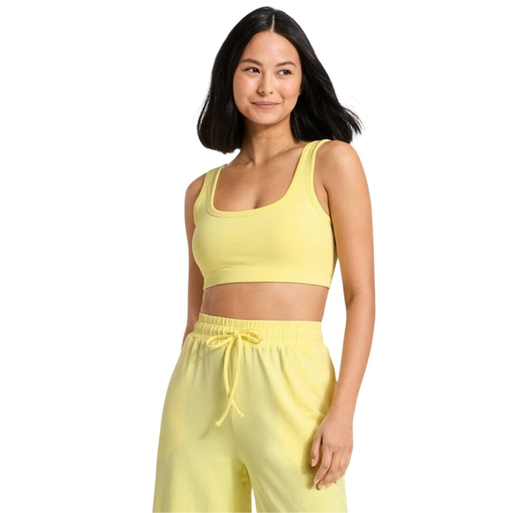 JoyLab Women's Yellow Removable Pads Athletic Tank Top Sports Bra Size XL